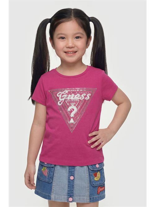 T-shirt con logo in paillettes GUESS | K6GI08K6YW4/G4A2